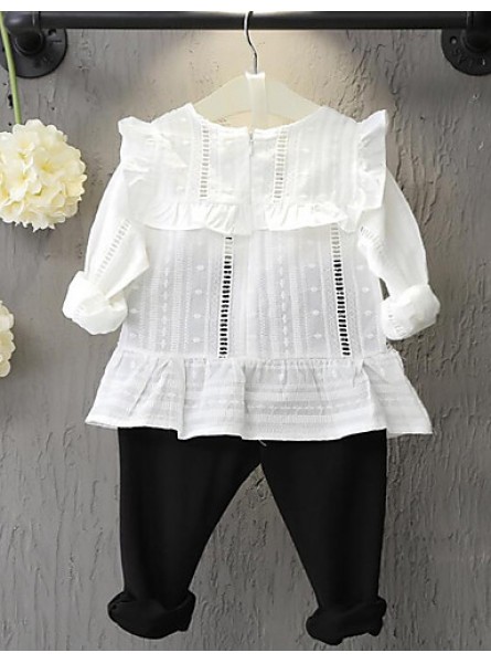 Girl's Casual/Daily Solid Blouse / Pants / Clothing SetCotton Spring / Fall White  