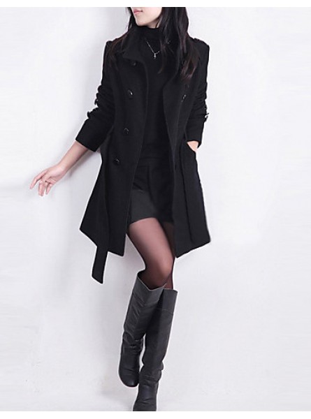 New WomenWoolen Coat Winter Slim Double Breasted Overcoat Winter Coats Long Outerwear for Women