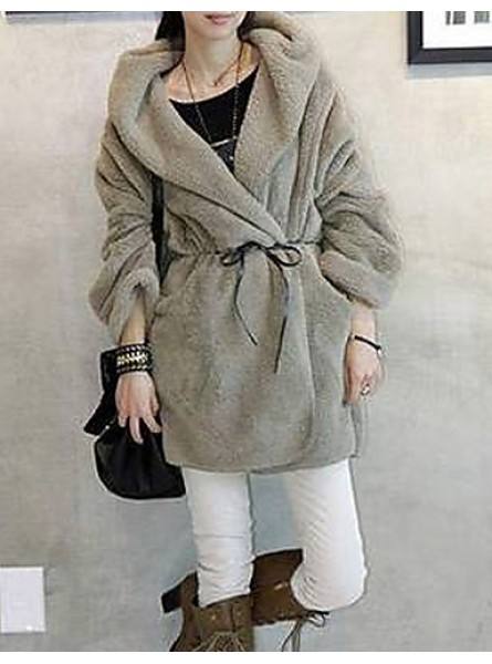 Winter Women's Solid Color Multi-color Coats & Jackets , Sexy / Casual / Work Crew Neck Long Sleeve