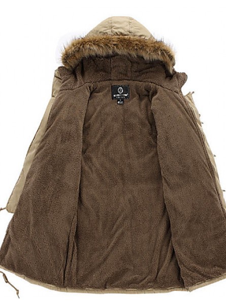 Men's Long Parka Coat , Cotton Pure Long Sleeve