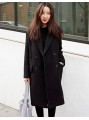 Women's Casual/Daily Simple Coat,Solid Notch Lapel Long Sleeve Winter Black Polyester Medium