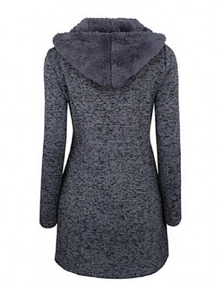 Women's Going out / Casual/Daily /Street chic / Chinoiserie Coat,Solid V Neck Long Sleeve Winter Blue BN0889