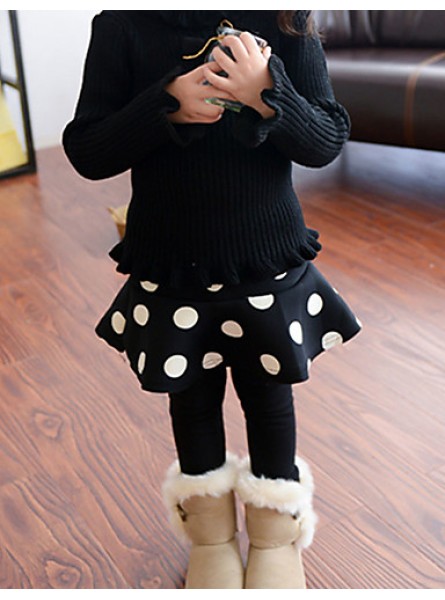 Girl's Casual/Daily Polka Dot Dress / LeggingsCotton / Spandex Winter Black  