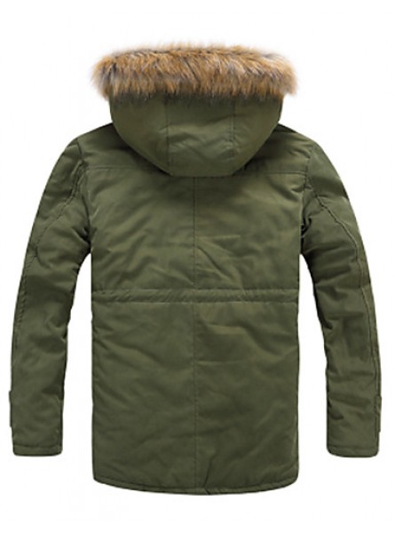 Men's Long Parka Coat , Cotton Pure Long Sleeve