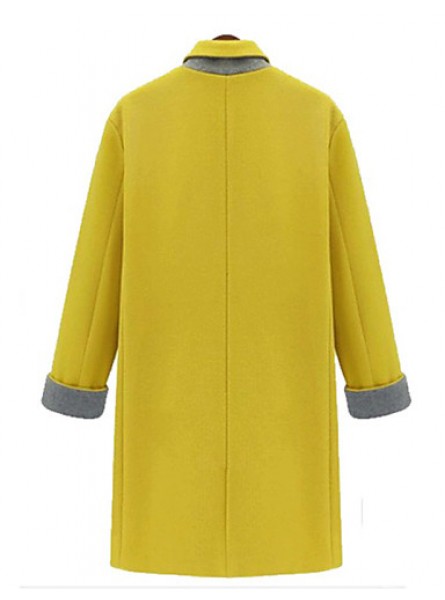 Women's Casual/Daily Simple Coat,Solid Stand Long Sleeve Winter Blue / Yellow Others Thick