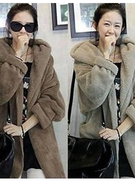 Winter Women's Solid Color Multi-color Coats & Jackets , Sexy / Casual / Work Crew Neck Long Sleeve