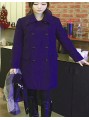 Women's Casual/Daily Simple Coat,Solid Notch Lapel Long Sleeve Winter Blue Polyester Medium