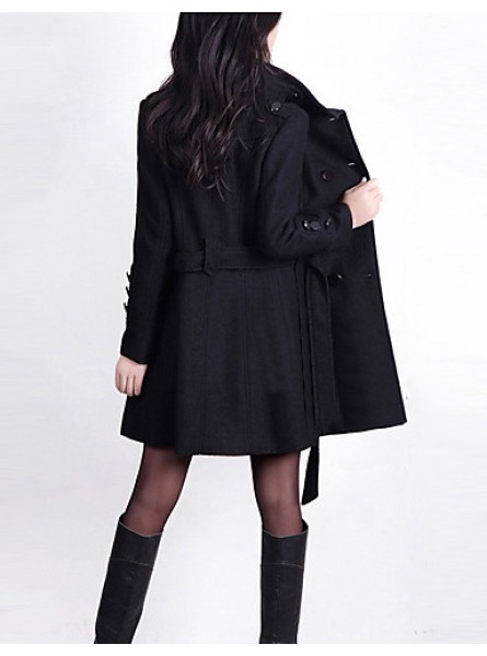 New WomenWoolen Coat Winter Slim Double Breasted Overcoat Winter Coats Long Outerwear for Women