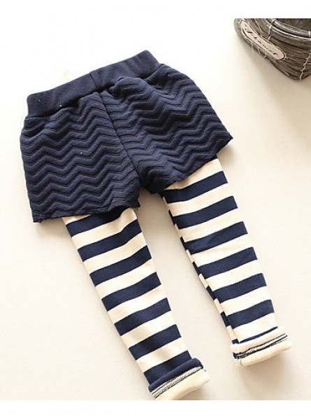 Girl's Casual/Daily Striped PantsCotton Winter Black / Pink  