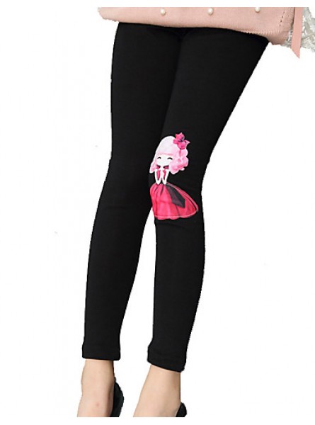 Girls Fashion Han Edition Joker Pure Color Cotton Leggings Cartoon Design  