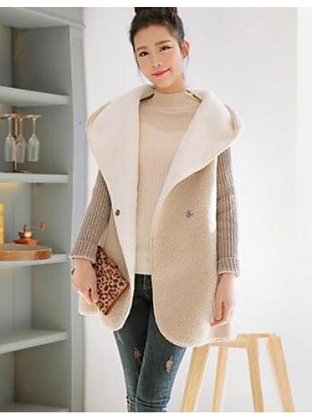 Women's Plus Size Street chic Coat,Solid Hooded Long Sleeve Winter White / Gray / Multi-color Cotton Thick