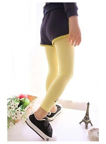 Girl's Solid Leggings,Cotton / Polyester Winter / Spring / Fall Green / Pink / White / Yellow / Gray  