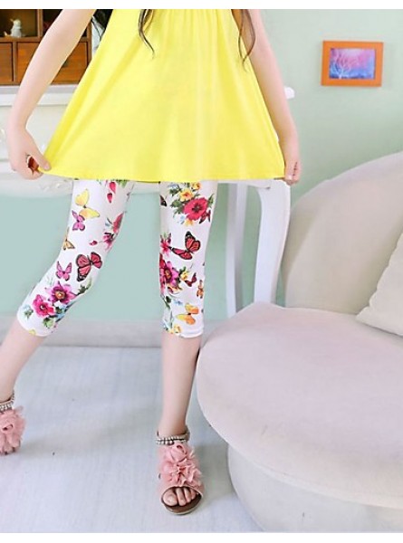 Girl's Casual/Daily Print Pants,Polyester Summer Blue / Pink / Red / White  