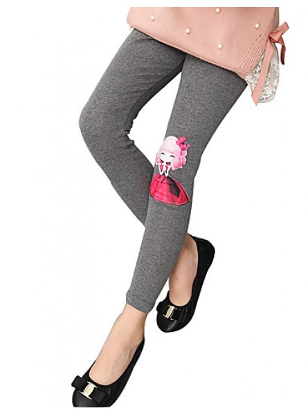 Girls Fashion Han Edition Joker Pure Color Cotton Leggings Cartoon Design  