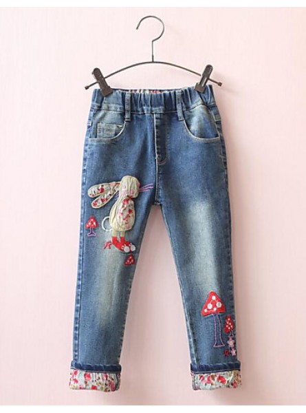 Girl's Casual/Daily Print Pants / JeansCotton Spring / Fall Blue  