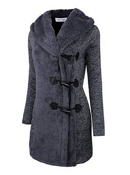 Women's Going out / Casual/Daily /Street chic / Chinoiserie Coat,Solid V Neck Long Sleeve Winter Blue BN0889