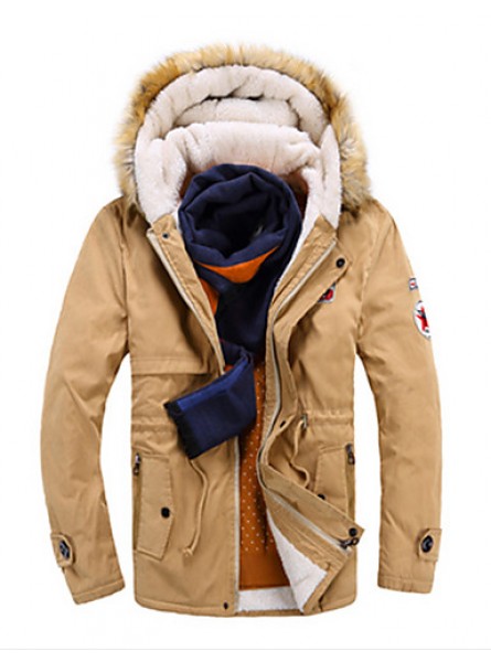 Men's Long Parka Coat , Cotton Pure Long Sleeve