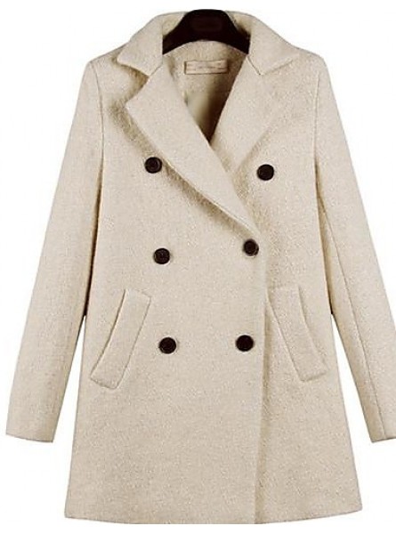 Women's Plus Size Coat,Solid Long Sleeve Winter Beige Thick