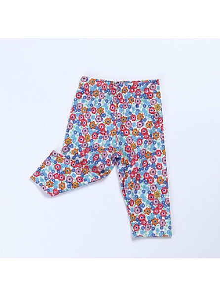 Girl's Green / Red Pants , Floral Cotton Spring / Fall  