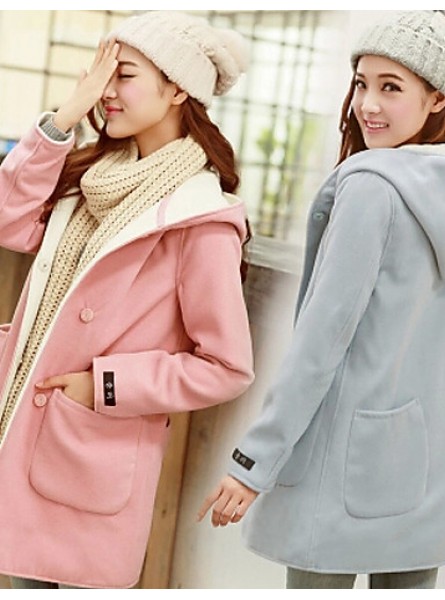 Winter Women's Solid Color Multi-color Coats & Jackets , Sexy / Casual / Work V-Neck Long Sleeve