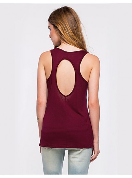 Women's Casual/Daily Street chic Summer Tank TopPrint U Neck Sleeveless Red Polyester Medium