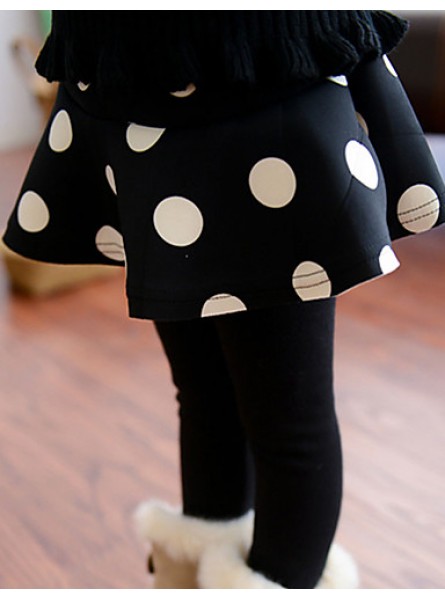 Girl's Casual/Daily Polka Dot Dress / LeggingsCotton / Spandex Winter Black  