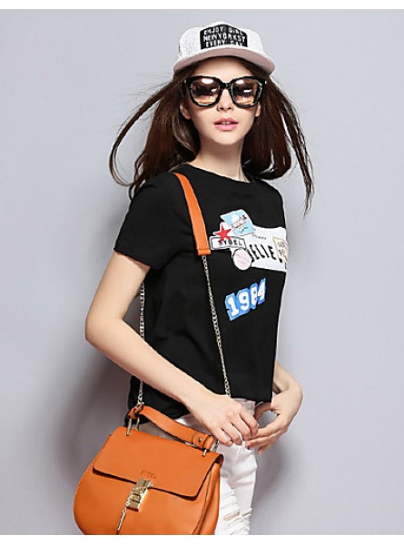 Women's Casual/Daily Simple Spring / Summer T-shirtPrint Round