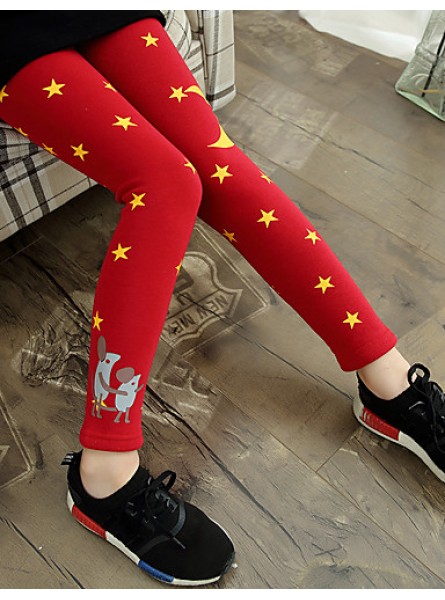 Girl Wild Print Fleece Lined Thickness Leggings Bottom Pants  