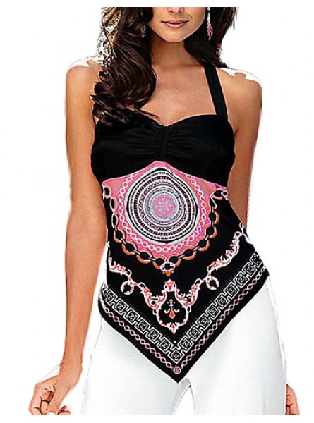 Women's Going out / Casual/Daily Simple Summer / Fall BlousePrint Halter Sleeveless Blue / White / Black